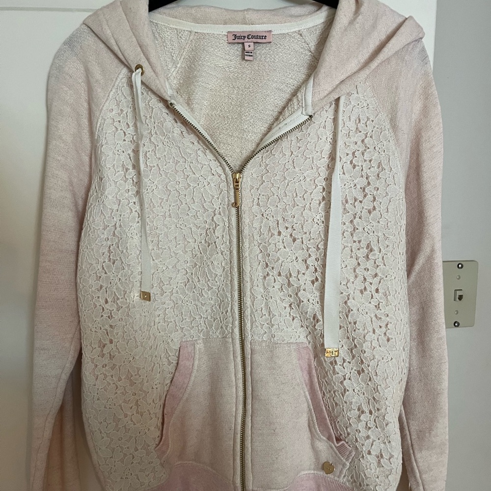 Juicy Couture Women's Pink Lace Hoodie